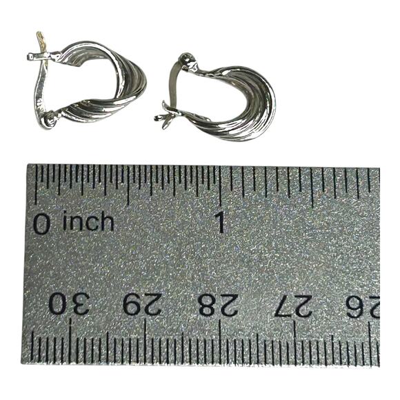 Sterling Silver 925 Twisted Hoop Earrings Hinged Back - Picture 7 of 7